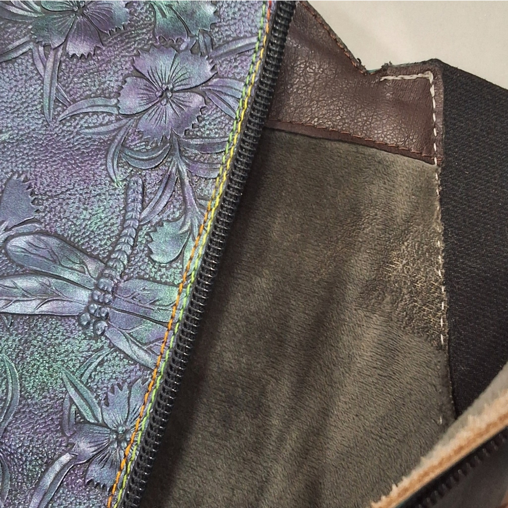 NWOT Leather Cowgirl Embossed Calf Boot~Peacock Green~Dragonfly~Whimsical~8.5 - Picture 7 of 7